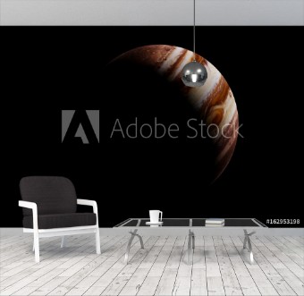 Picture of Sunrise on planet Jupiter isolated on black background